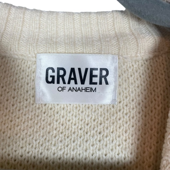 Graver of Anaheim Cream Knit Smiley Face Sweater Unisex One Size - Picture 4 of 7